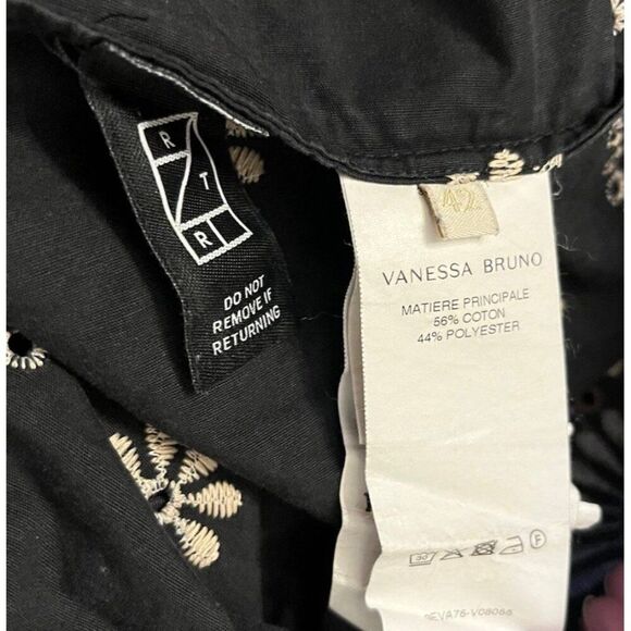 Vanessa Bruno 42 Large 12 Black Fit & Flare Midi Dress Alais Elegant Embroidered - Picture 7 of 7